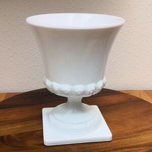 VTG EO Brody Milk Glass Urn Planter Grecian Urn Pedestal Vase